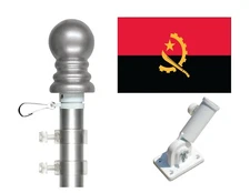 Angola 3'x5' Polyester Flag & Spinner Flagpole Set w/Adjustable Bracket