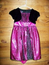 Girls Pretty LOVE Pink/Maroon X-Mas Dress w/Sparkle Black Tulle Size 6X EUC  