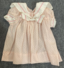Cutest One Dress Girls 12 Month Pink White Sailor Polka Dot Bow Vintage