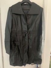 Betty Jackson Lined Soft Black Leather Coat Size 14 New W/o Tags