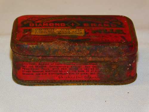 1906 Chichesters englische Diamantmarke PENNY ROYAL weibliche PILLEN Dose Medizin - Bild 3 von 8