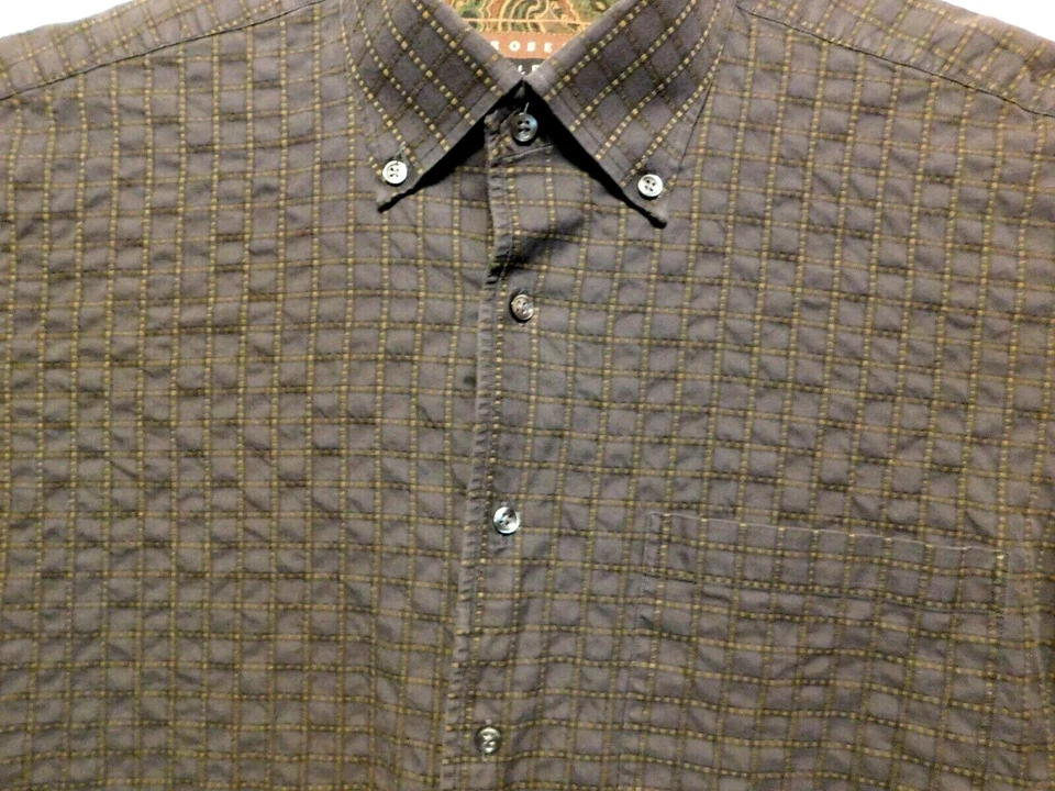 Camisa Robert Talbot Carmel Para Hombres L Oscura Cuadros Larga SL Abotonada Puño Abatible (A6022) Foto 2 de 4