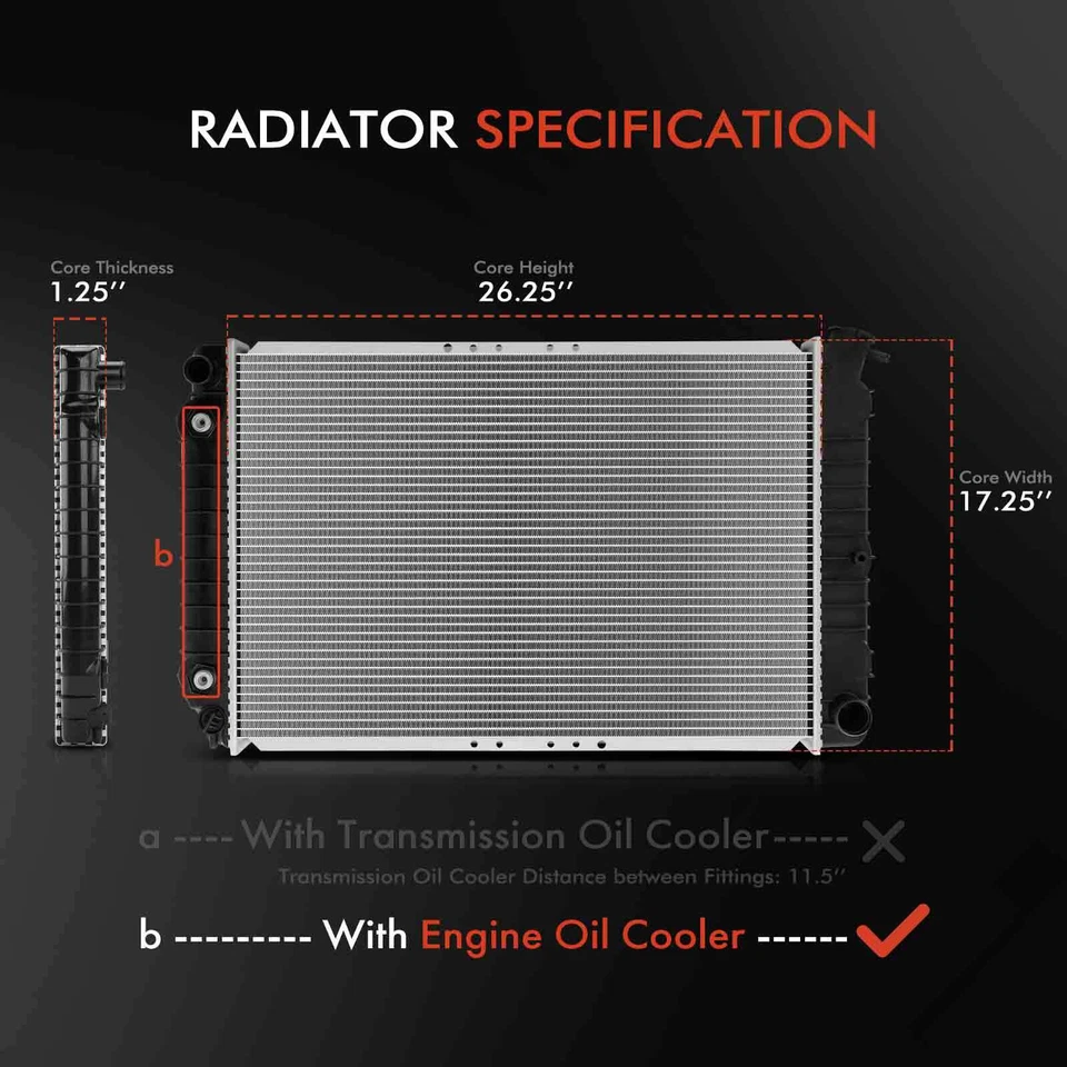 Радиатор с масляным радиатором двигателя для Chevrolet Celebrity Buick Century Pontiac 6000 - Изображение 2 из 4