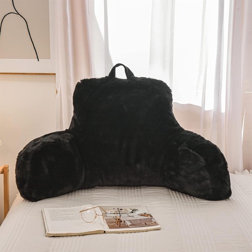 Luxurious Faux Fur Reading Pillow Wedge for Adults & Kids - Firm Back Support - Picture 5 of 10