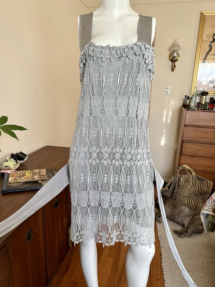 RARO Precioso Vestido Thomas Wylde Gris Seda Encaje Foto 2 de 4