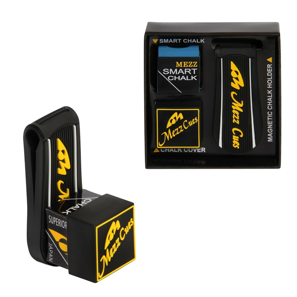 MEZZ Smart Chalk Set: Mezz Pool Cue Chalk + Chalk Holder + Chalk 