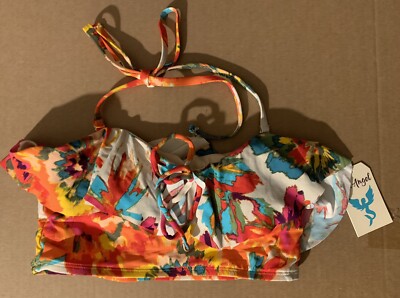 Sea Angel Ruffle Tie Front Halter Style Bikini Top XS *NWT*