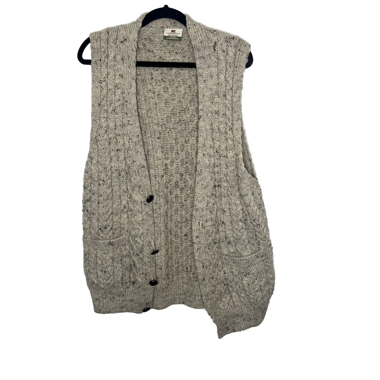 Carraig Donn Vest Men's Large Brown Wool Made in Ireland Vintage