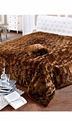 BED COVER DAY BLANKET LEOPARD FAUX FUR SIZE 001: 130 cm x 170 cm 0214906073 - Picture 1 of 1