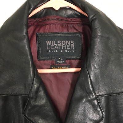 Wilsons Leather Jacket Mens Pelle Studio Black Lambskin Button