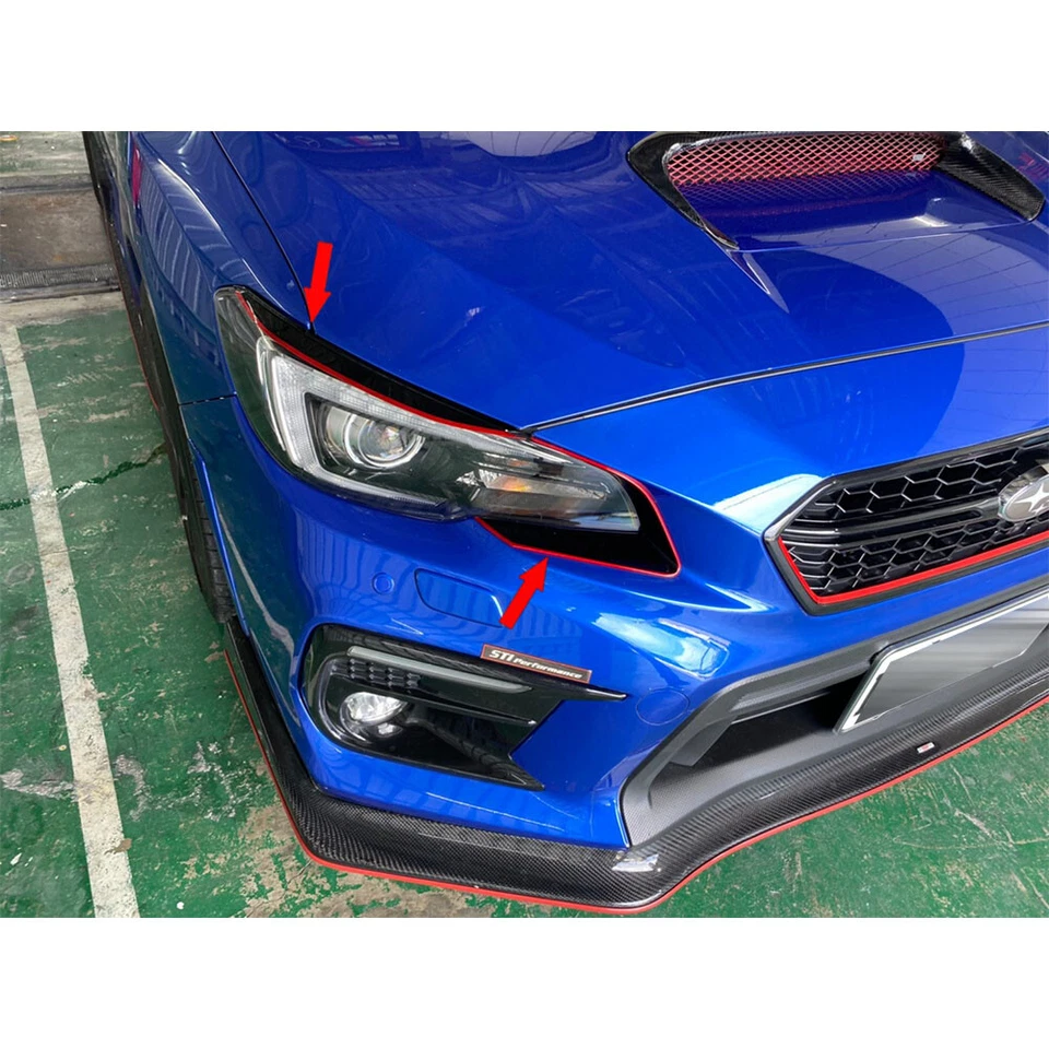 Unpainted For SUBARU WRX STI 4th Front Headlight Eye Trim Cover + Eyebrows 15-17 Foto 4 de 4