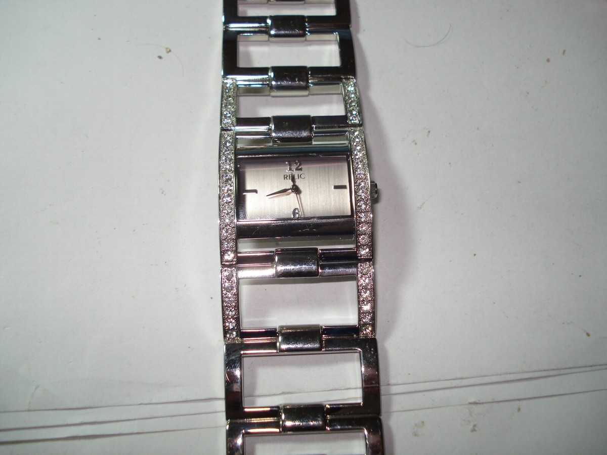 GORGEOUS RARE HIGH END RELIC BY FOSSIL PURPLE DIAMONDS DRESS WATCH DATE  SQUARE | eBay