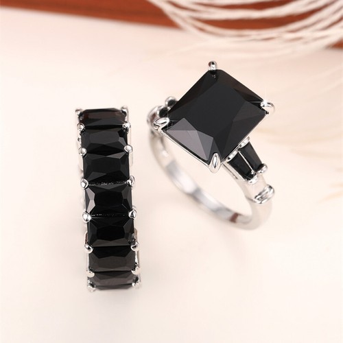 2pcs/set 925 Silver Filled,Gold Plated Rings Women Cubic Zircon Jewelry Sz 6-10 - Picture 22 of 22