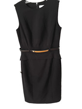 Calvin Klein Womens Size 4 Black Stretch Belted Back Zip Sleeveless Sheath Dress