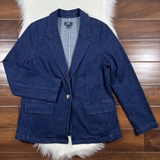 Maeve Anthropologie Women's Size Large Tailored Denim Blazer Jacket