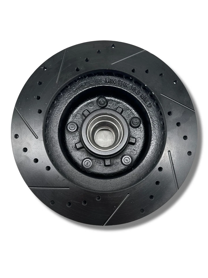 63-87 Chevy C10 Front Rotors 5x5 Drilled and Slotted BLACK (PAIR) - Image 4 of 4