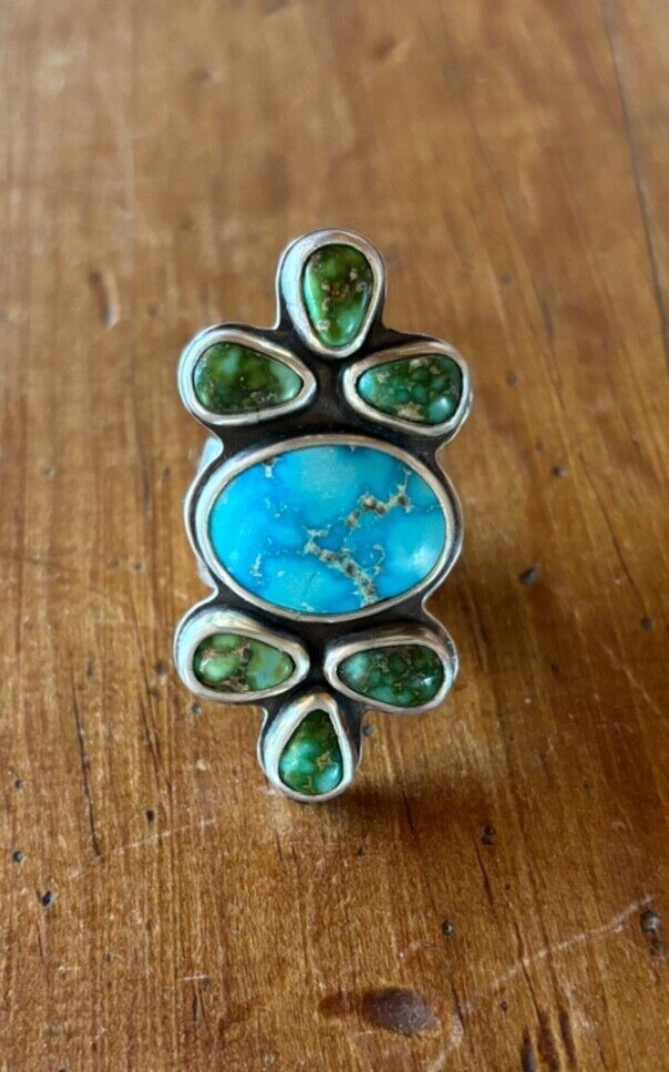 Sonoran Turquoise Cluster Statement Ring/size 8.2… - image 1