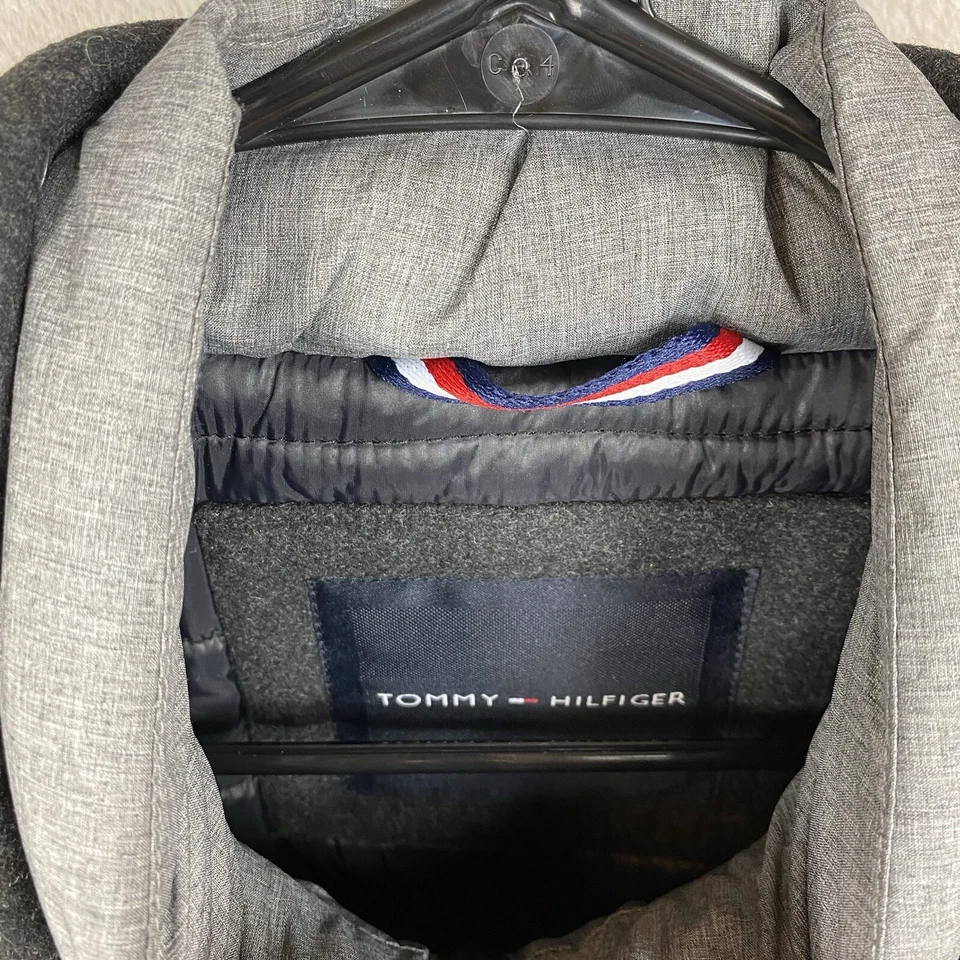 Tommy Hilfiger Wool Melton Walking Coat Puffer Lined Jacket Mens M Gray NWT $275 - Image 4 of 4