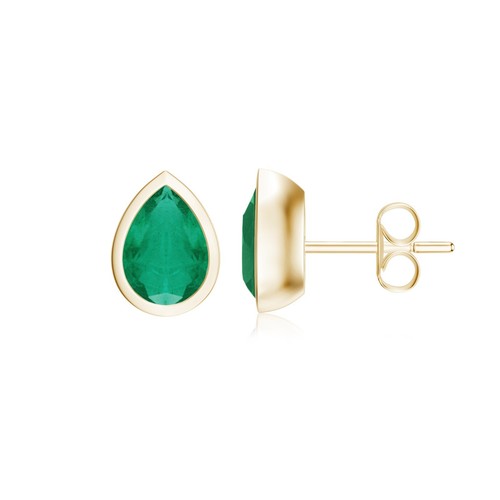Pear Cut Natural Gemstone Stud Earring For Women Gift | Bezel Set in 14k Gold - Picture 18 of 121