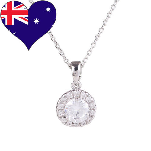 Solest WG Rhodium Plated Cubic Zirconia Necklace/Pendant Bridal Gift Jewellery - Picture 1 of 5