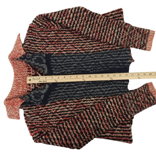 Free People Open Back Sweater Womens S Striped Snap Front Wool Blend Red Black - Picture 7 of 20