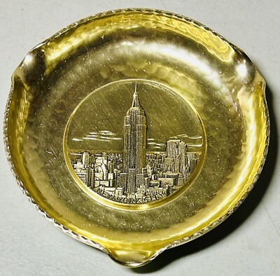 Vintage New York City Embossed Aluminum Ashtra6 5  by SIGG of Switzerland Sigal