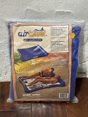 Vintage Inflatable Air Towel Double Version Travel Camping Beach Pool NOS