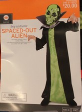NEW Spaced Out ALIEN Boys SMALL 4-6 Halloween Costume Mask Collar Robe