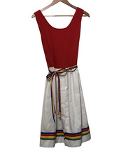 Vintage 80s Rainbow A-Line Toni Todd Dress Size Small Cotton sundress