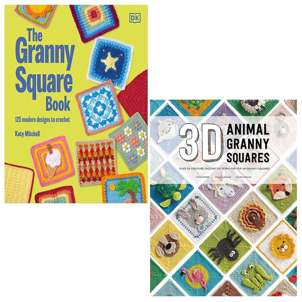 3D Animal Granny Squares Moore,Granny Square Katy Mitchell (HB) 2 Books Set