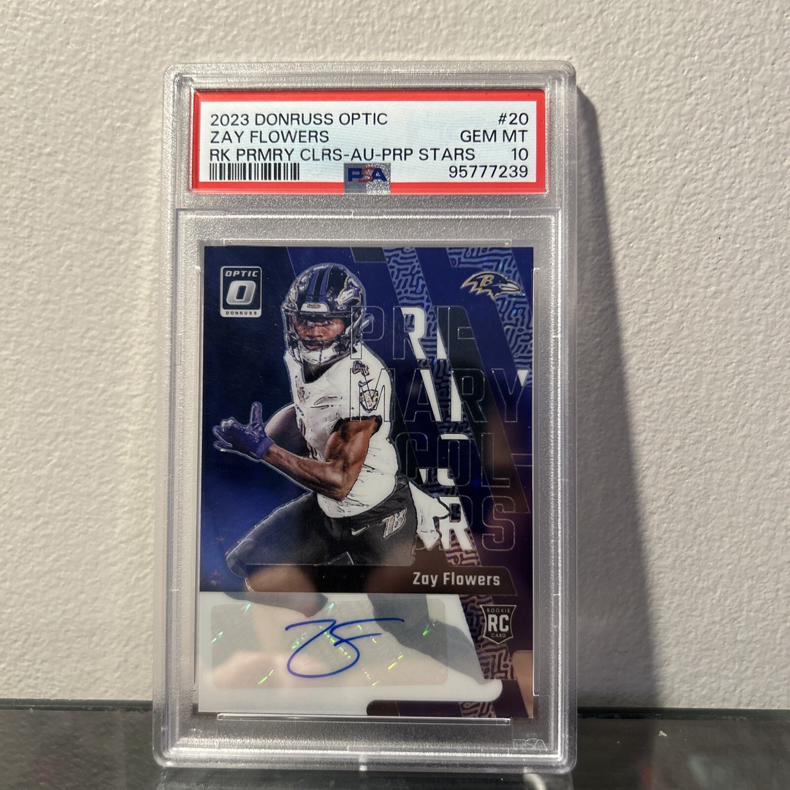 2023 Donruss Optic Primary Colors Purple Stars Auto #20 Zay Flowers /25 RC