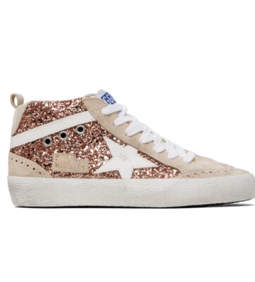 Golden Goose Mid Star Sneaker Pink Gold glitter NIB Auth Size 36 US