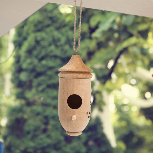 Outside Hanging Bird House Hut Cage Pet Garden Bird House Hanging Wooden House - Picture 4 of 12