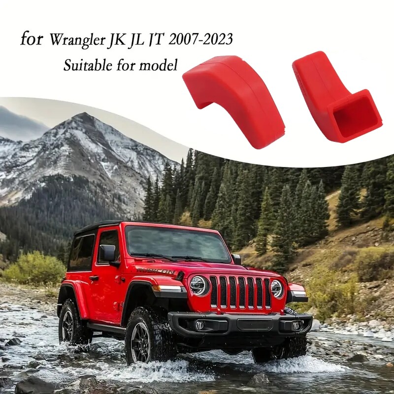 Pair Red Bumper Tow Hook Covers for Jeep Wrangler JK JL Gladiator JT