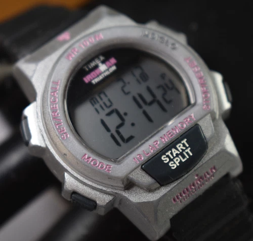 Women’s Vintage Timex Ironman Triathlon Watch Pink/Gray 10 Lap NEW BATTERY!