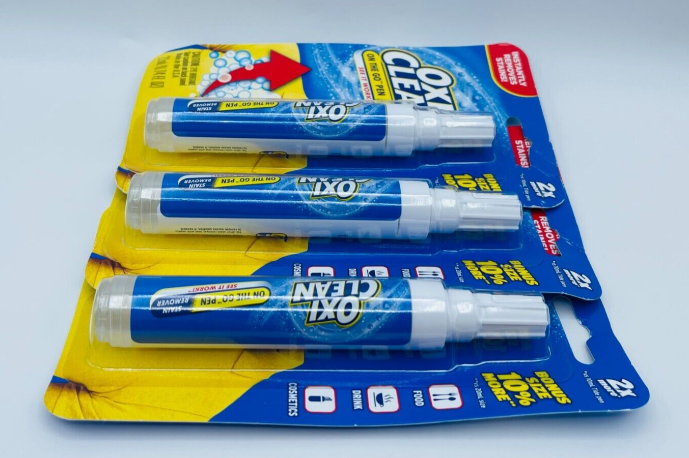 3 x Oxi Clean Stain Remover On The Go Pen For Food Drink Cosmetics 0.74