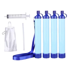 4*Personal Water Filter Straw Mini Water Purifier&Water Pouch+Clean Syringe+Hose