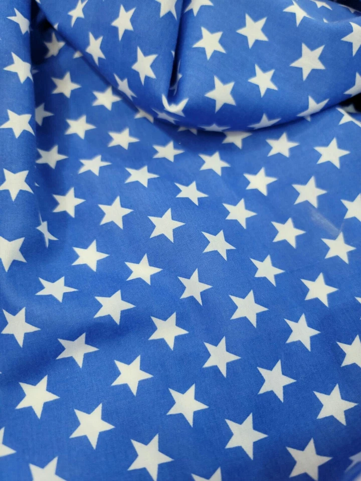 Tela de algodón azul cielo estrellas blancas por yarda tela de moda Foto 4 de 4