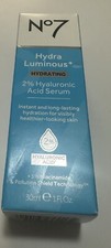 No7 Hydra Luminous Hydrating Serum 2% Hyaluronic Acid +5% Niacinamide 1 oz
