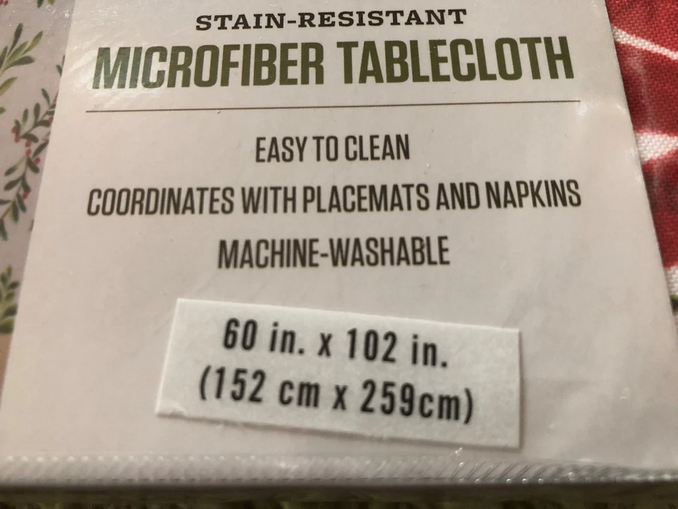 HOLLY & PINE POINSETTIA Tablecloth 60"x 102" MICROFIBER Stain Proof FOOD NETWORK - Image 3 of 3