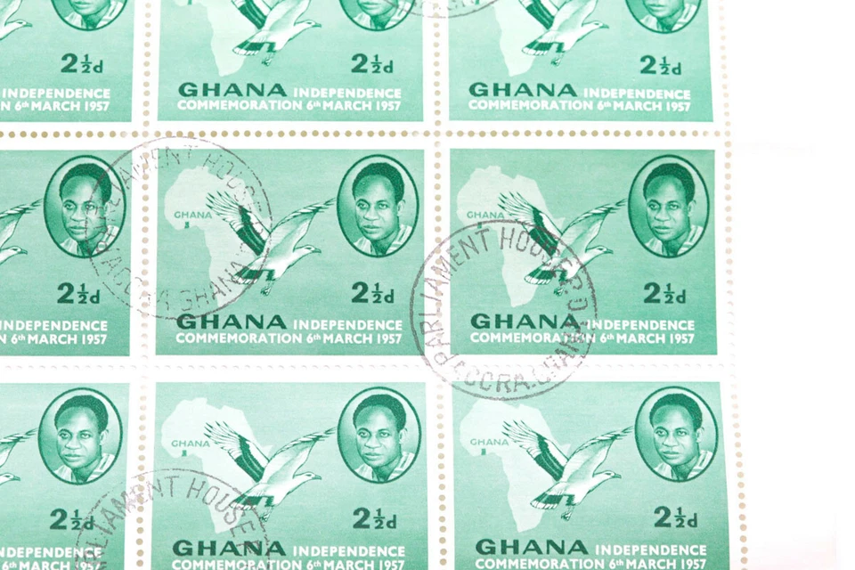 Hoja de estampillas de la independencia de Ghana, GH 2, 1957. 60 sellos Foto 3 de 4