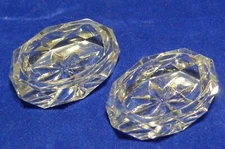 Set of 2 Oval Clear Cut Crystal Open Salt ~ 8 Point Star ~ Diamond Faceted