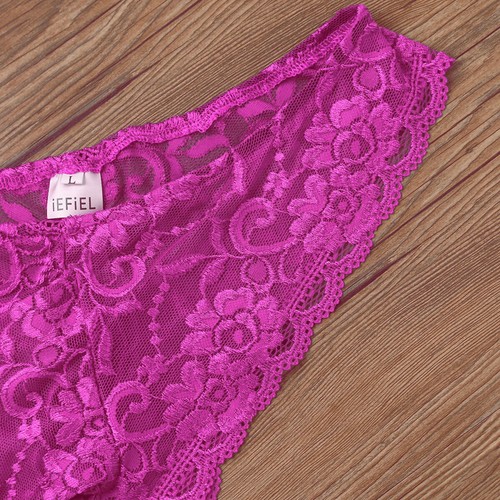 Men's Floral Lace Sissy Pouch Panties See Through Bikini Briefs Lingerie Thongs - Picture 61 of 125