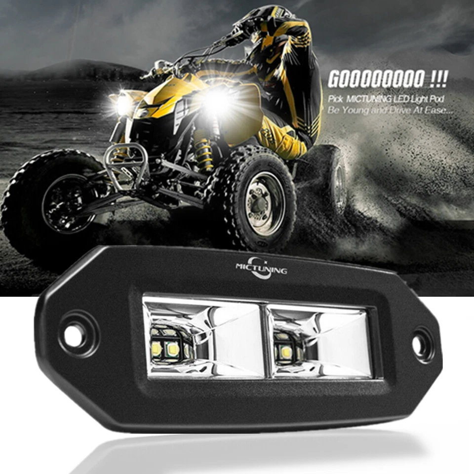 Barra de luz de trabajo LED MICTUNING 2x40W cápsulas de inundación montaje al ras para camioneta UTV ATV RZR Foto 3 de 4