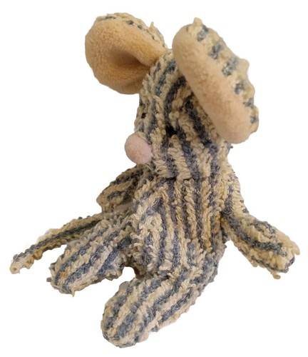 Russ Berrie gestreift grau/creme Maus Sitzsack Plüsch Frottee Home Buddies Vintage - Bild 5 von 6