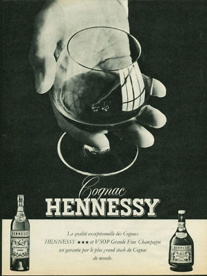 Vintage Cognac Hennessy and VSOP 1961 Magazine Issue Advertising