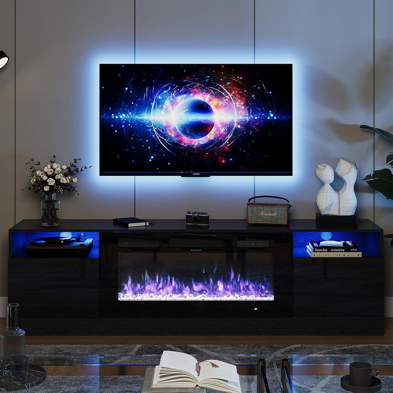 With 36" Electric Fireplace, Led Light Entertainment