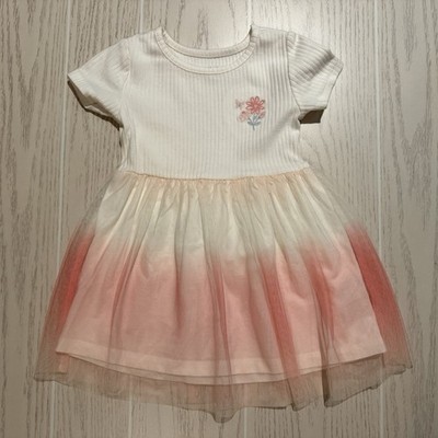 Carter s Dress Girls 2T Ivory Pink Tulle Floral Embroidered Party Tutu EUC 