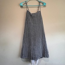 American Eagle Gingham Mini Dress Womens Large Flowy Tie Back Cottagecore Preppy