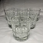 Vintage Anchor Hocking 3.5" Old Fashioned TARTAN Rocks Glass Set Of 6 USA